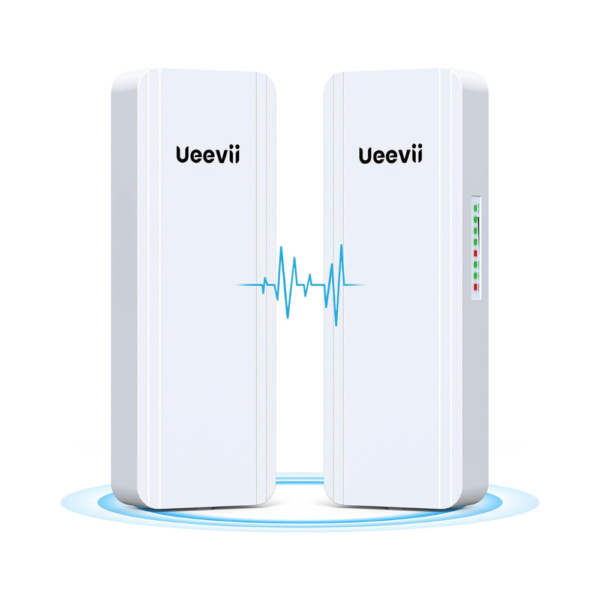 UeeVii 2.4G & 5G Dual-Band Wireless Bridge CPE5824 – Outdoor Point-to-Point WiFi Bridge, IP65 Weatherproof, 5KM Long Range, 16dBi Antenna, 2×1000Mbps RJ45 Ports, 24V PoE Power