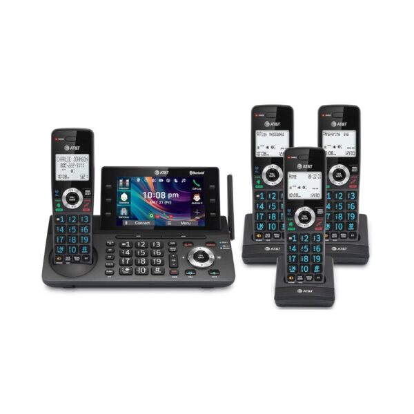 AT&T DLP73490 – 4-Handset DECT 6.0 Cordless Phone System with 5" Color Display, Answering Machine, Smart Call Blocker, Bluetooth Connect to Cell, Intercom & Conference Calling