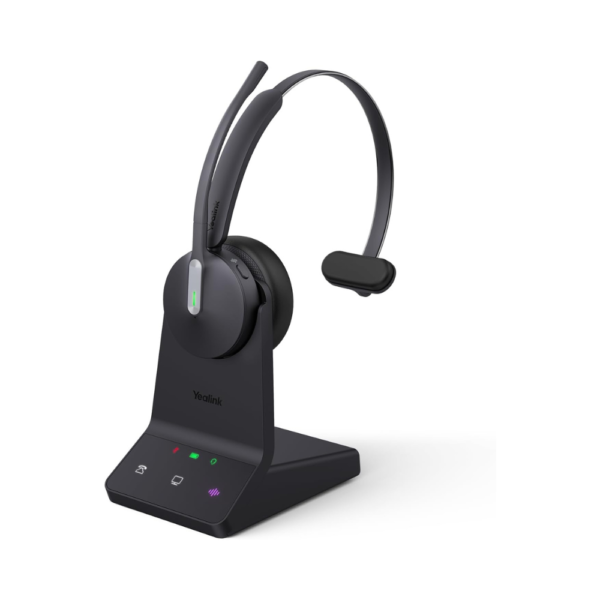 Yealink WH64 DECT & Bluetooth Mono UC Wireless Headset 606ft Long Range, 3x Noise-Canceling Mic, 26H Call Time, Fast Charging, Office On-Ear Headset for Desk Phone, PC, Laptop & Cellphone