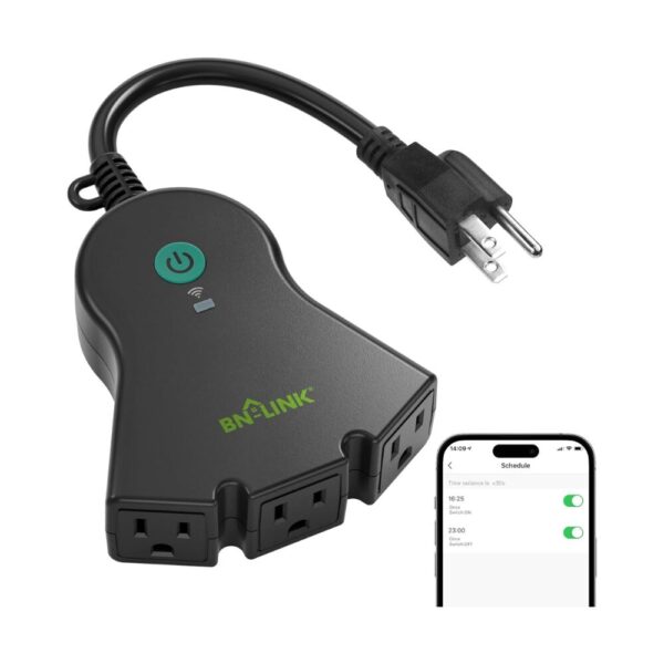 BN-LINK Smart WiFi Heavy-Duty Outdoor Outlet, 3-Socket Outdoor Smart Plug with Timer & Countdown Function, No Hub Required, Works with Alexa & Google Assistant, Weatherproof, 2.4GHz Wi-Fi Only