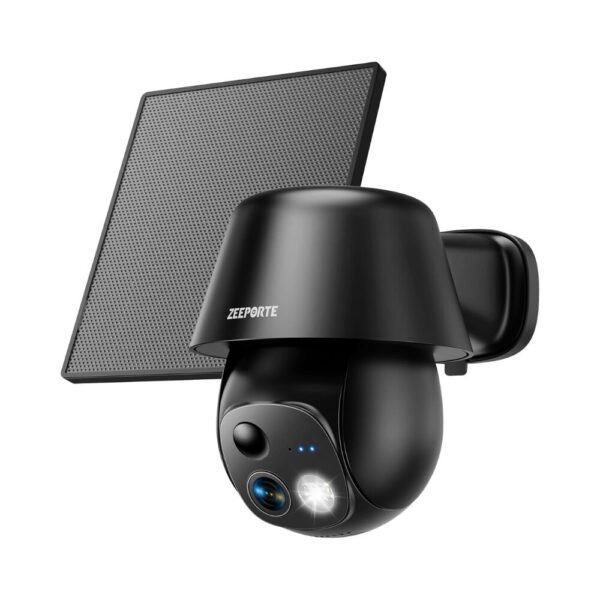 Solar Security Cameras Wireless Outdoor, 2K Pan/Tilt 360° View, Battery/Solar Powered Wi-Fi Camera for Home Security, Color Night Vision, AI Motion Detection, 2-Way Audio, Siren Alarm, IP65, SD/Cloud