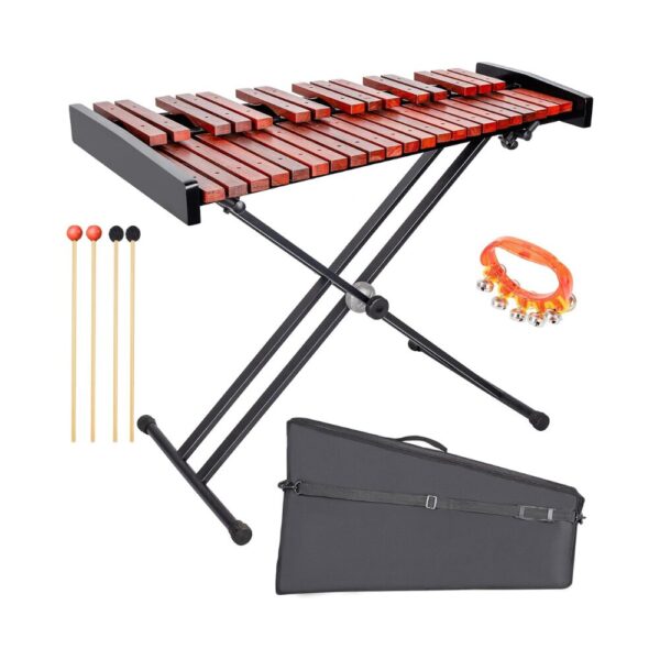 37-Note Xylophone Professional Wooden Glockenspiel with Height Adjustable Stand, 4 Mallets, Hand Bell & Carry Bag (40.6 inch)