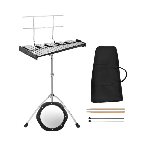 Giantex 32-Note Glockenspiel Bell Kit with Adjustable Stand, Music Stand, 8" Practice Pad, Mallets, Drumsticks & Carrying Bag Professional Percussion Xylophone Set for Beginners & Adults